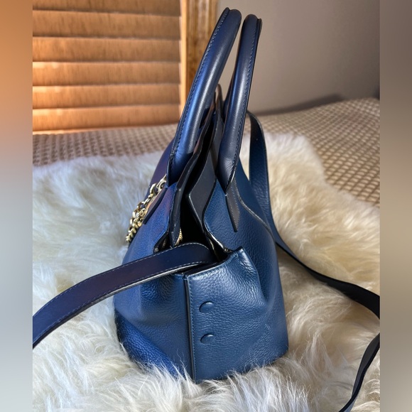 Chloe Cate Calfskin Grained Leather Medium Satchel Bag, Blue - Picture 6 of 15